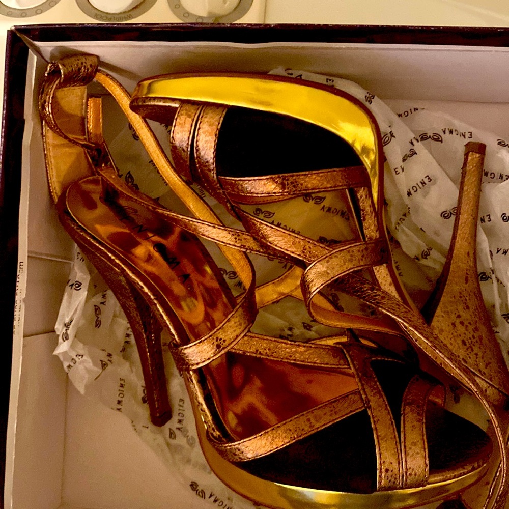 Strappy gold heels